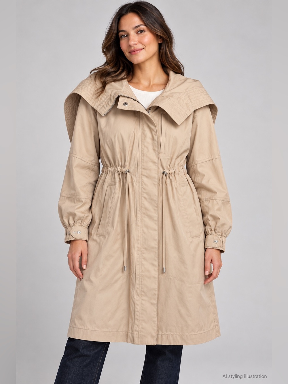 Club Monaco Beige Hooded Trench Coat – Women’s Large